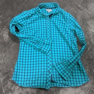Teal plaid button down